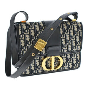 Christian Dior Oblique Montaigne Bag Shoulder Jacquard Weave Trotter Navy